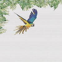 Wabenplissee mit fliegendem Papagei und tropischem Blätterdach aus der Kollektion Spirit of Modern Living