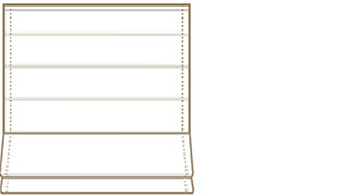 Illustration eines Raffrollos mit vorderseitig sichtbaren Faltenprofilstäben für geradlinige Optik.