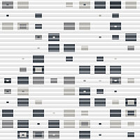 Wabenplissee mit digitalem Rechteckmuster in Grauabstufungen – Dessin „Code Grau“.
