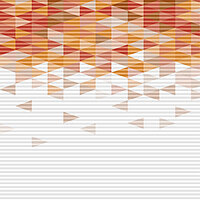 Wabenplissee mit Dreiecksmuster in Rot- und Orangetönen, das nach unten ausläuft – Dessin „Arctic W4 6625“.