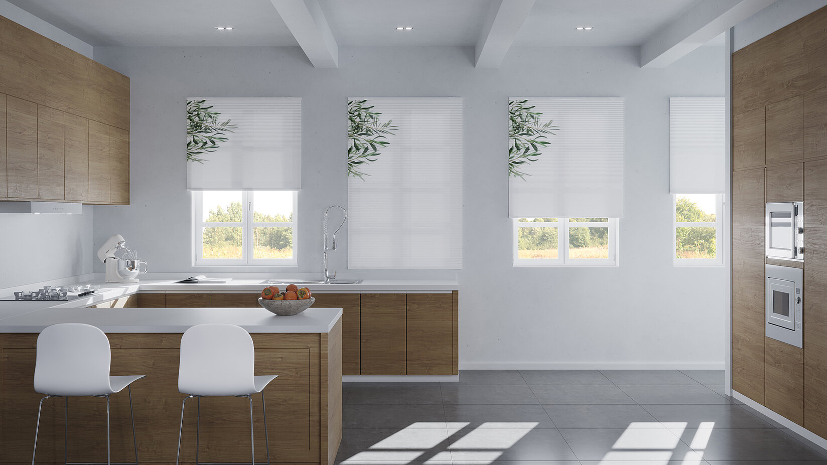 [Translate to Französisch:] MHZ Wabenplissee Oliva Küche