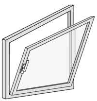 Grafik eines gekippten Dreh-Kippfensters..