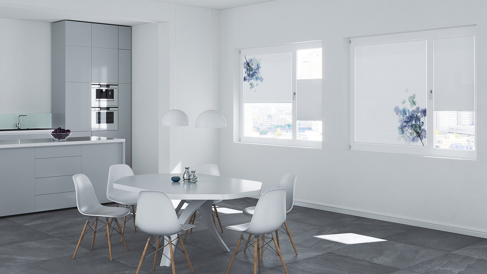 [Translate to Französisch:] MHZ Wabenplissee Milieu Hortensie Variante